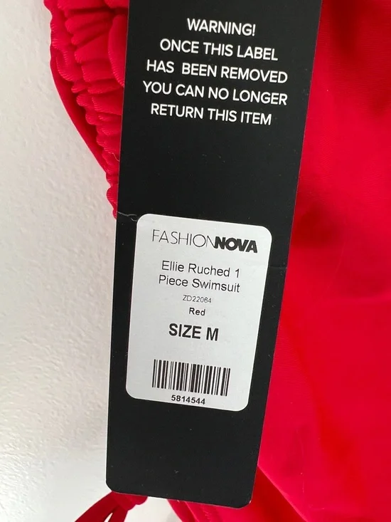 Fashion Nova Ellie Ruched One-Piece Swimsuit Style# ZD22064 Red NWT Size M - Picture 9 of 13